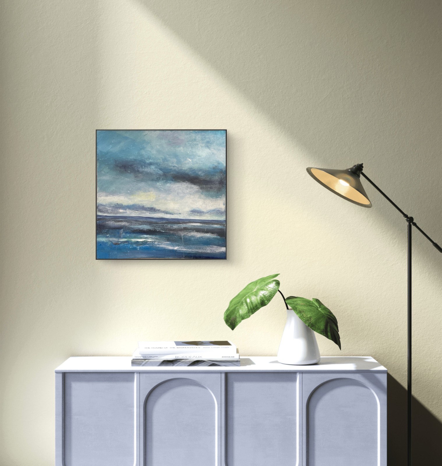 Mary Myers Original Expressionist Seascape Painting on 12×12 140lb water color