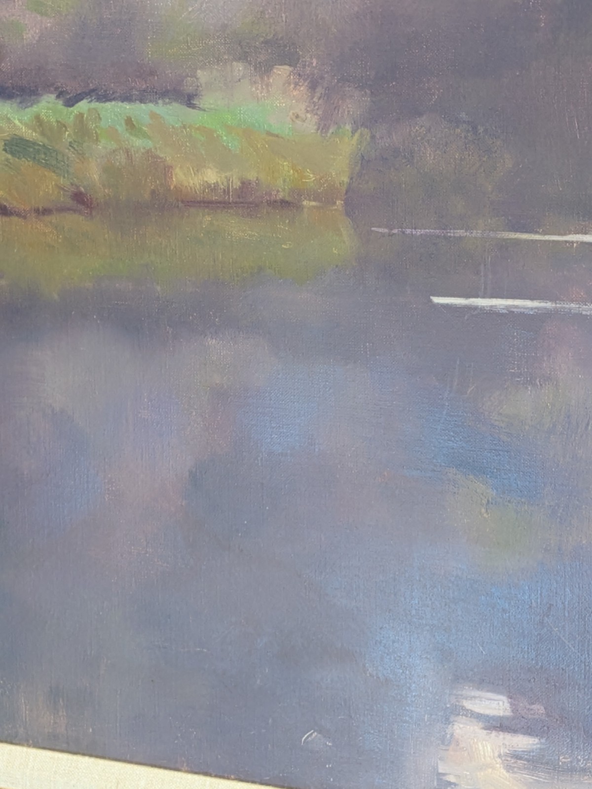 Deane Keller Oil Painting CT Farmington River Landscape Impressionist lavender