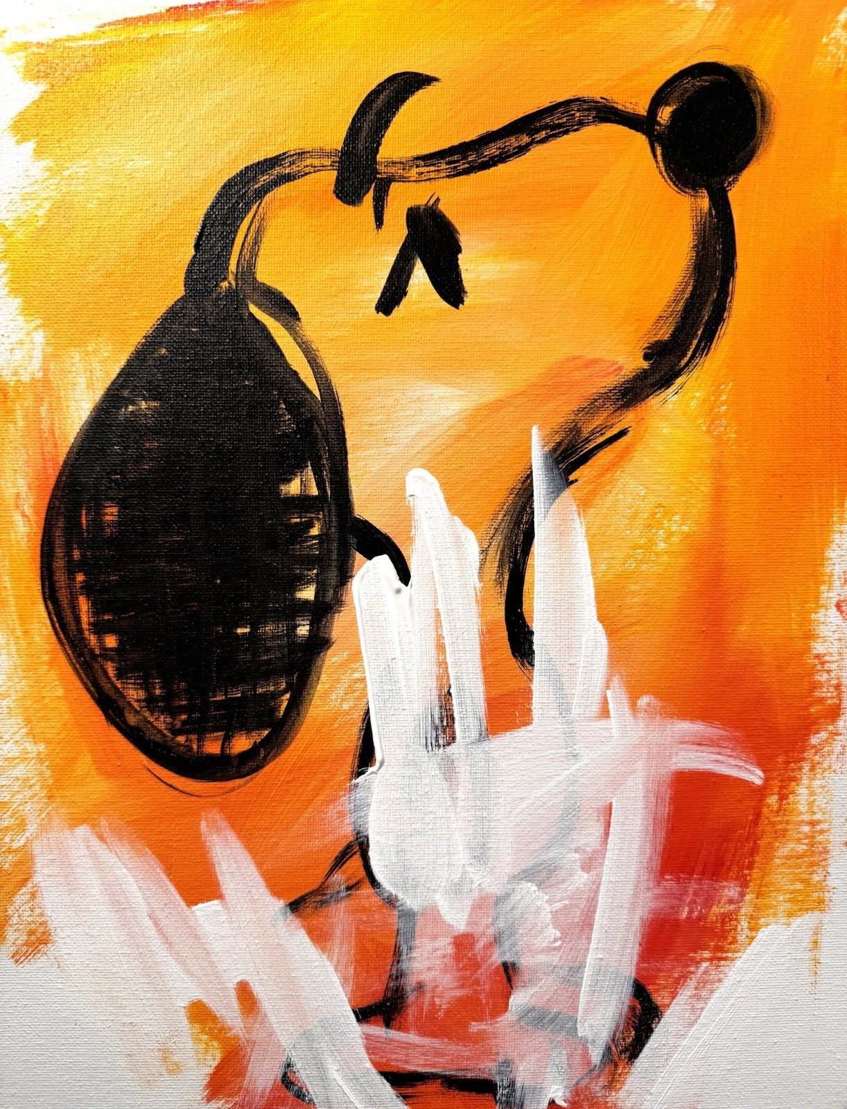 SAMATOWIC Original Abstract Snoopy Dog 11×14 Handmade Signed Fun Wall Art 275