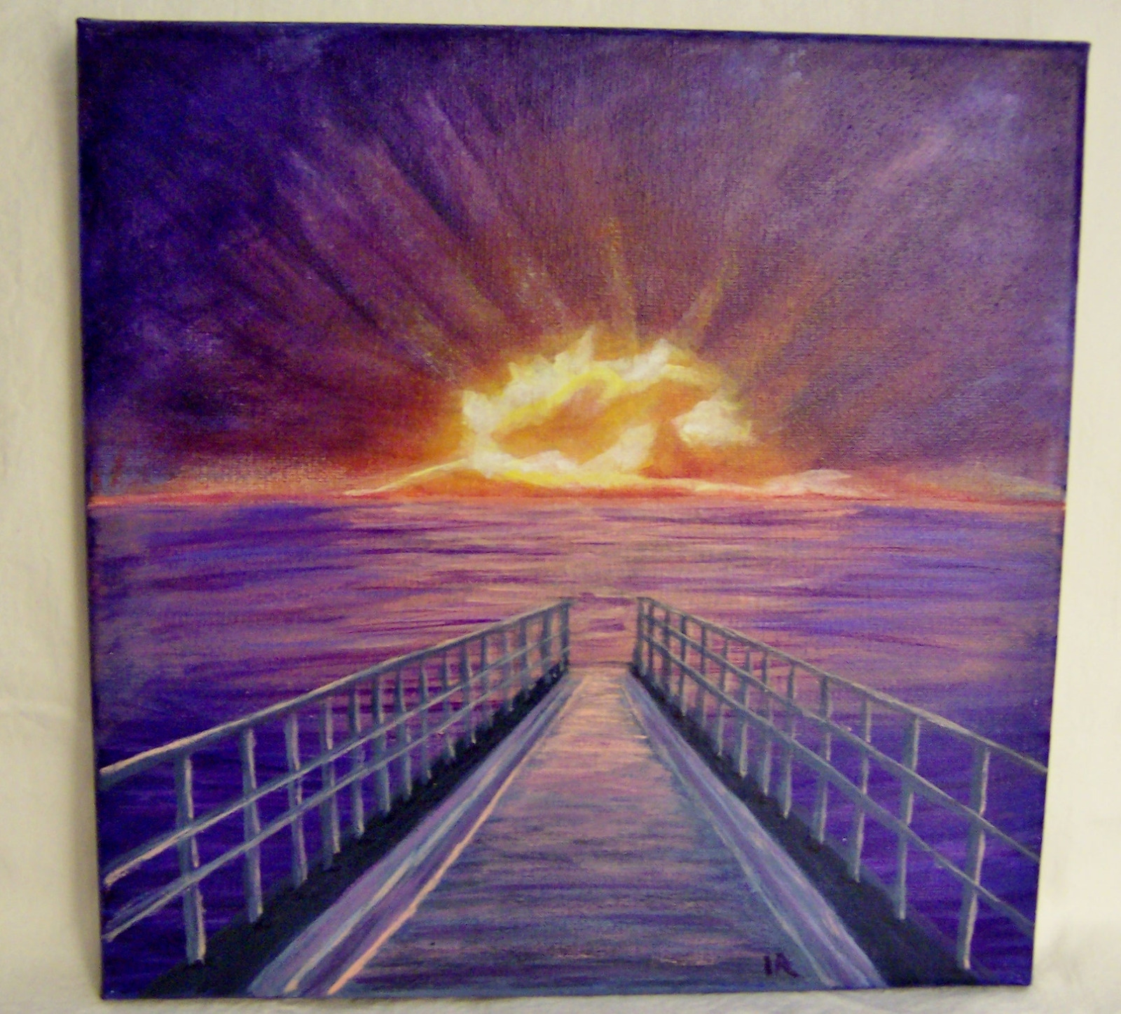 «Brilliant Sunset» US 2000-Now Artist Signed Original Acrylic 12″ x 12″ Painting