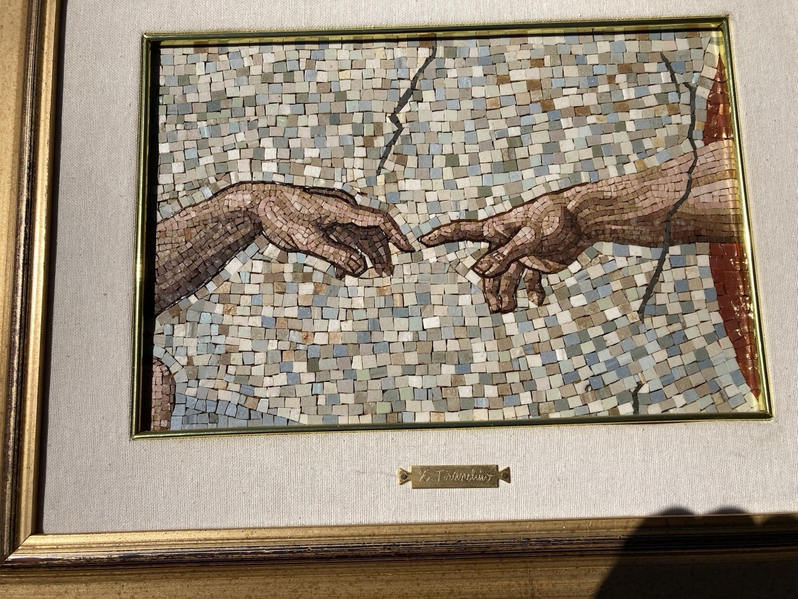 RARE VATICAN LARGE ICONOGRAPHIC MICRO MOSAIC MASTERPIECE SIGNED TRAVERSARI 1999