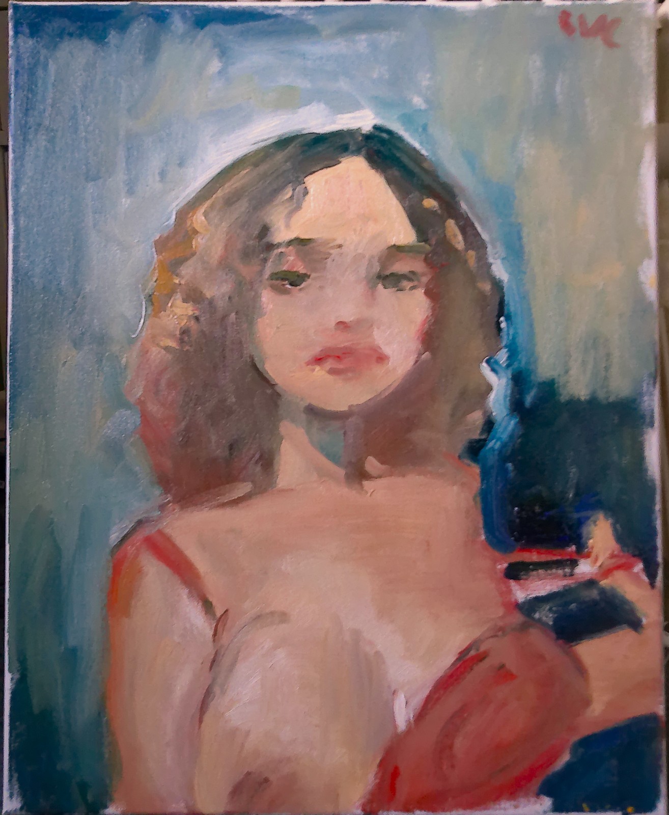 16″x20″ Boudoir Realism Portrait Woman Oil Painting on Canvas Original Signed