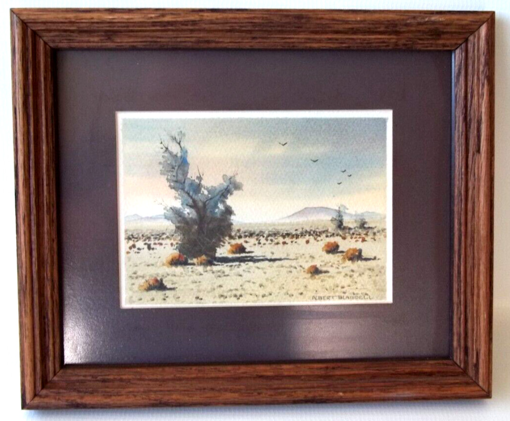 Artist «Albert Blaisdell » Watercolor Desert Scene / 1980s plein air