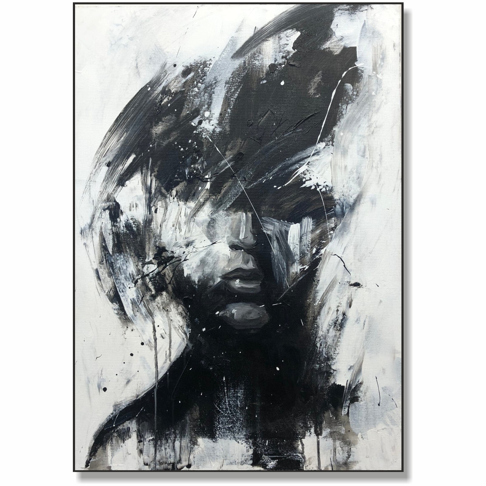 Modern Art: Black White Woman Female Painting