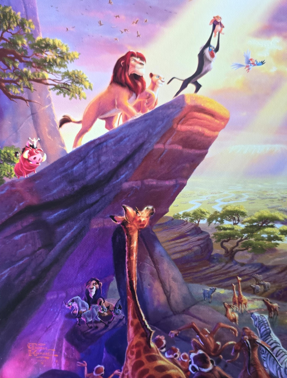 Thomas Kinkade ~ Disney ~ The Lion King 12×18 Publisher Proof Oil on Canvas