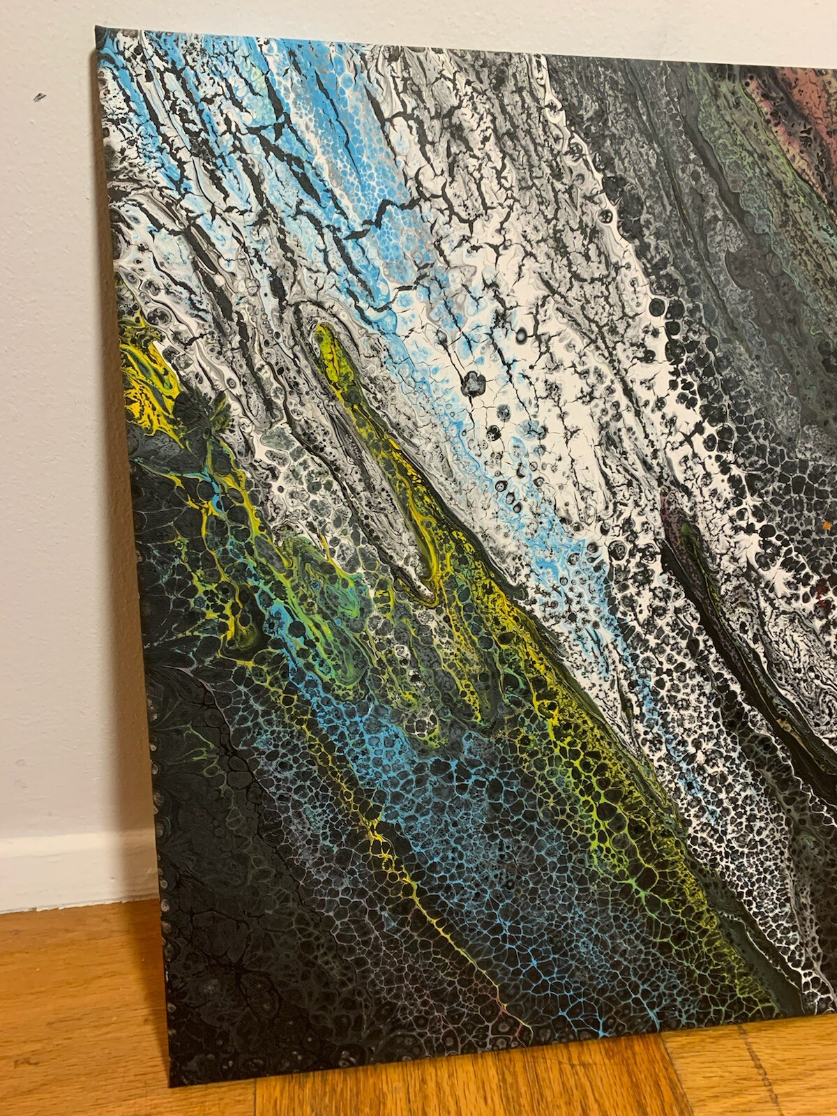 Riptide Painting – Blue & White – 16 X 20 Inches – Nice Texture – Original