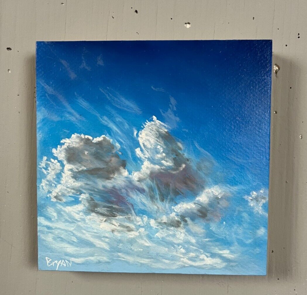 Sky, Clouds, Landscape, Nature, Original Oil Painting by Bryan Steward 6″ x 6″