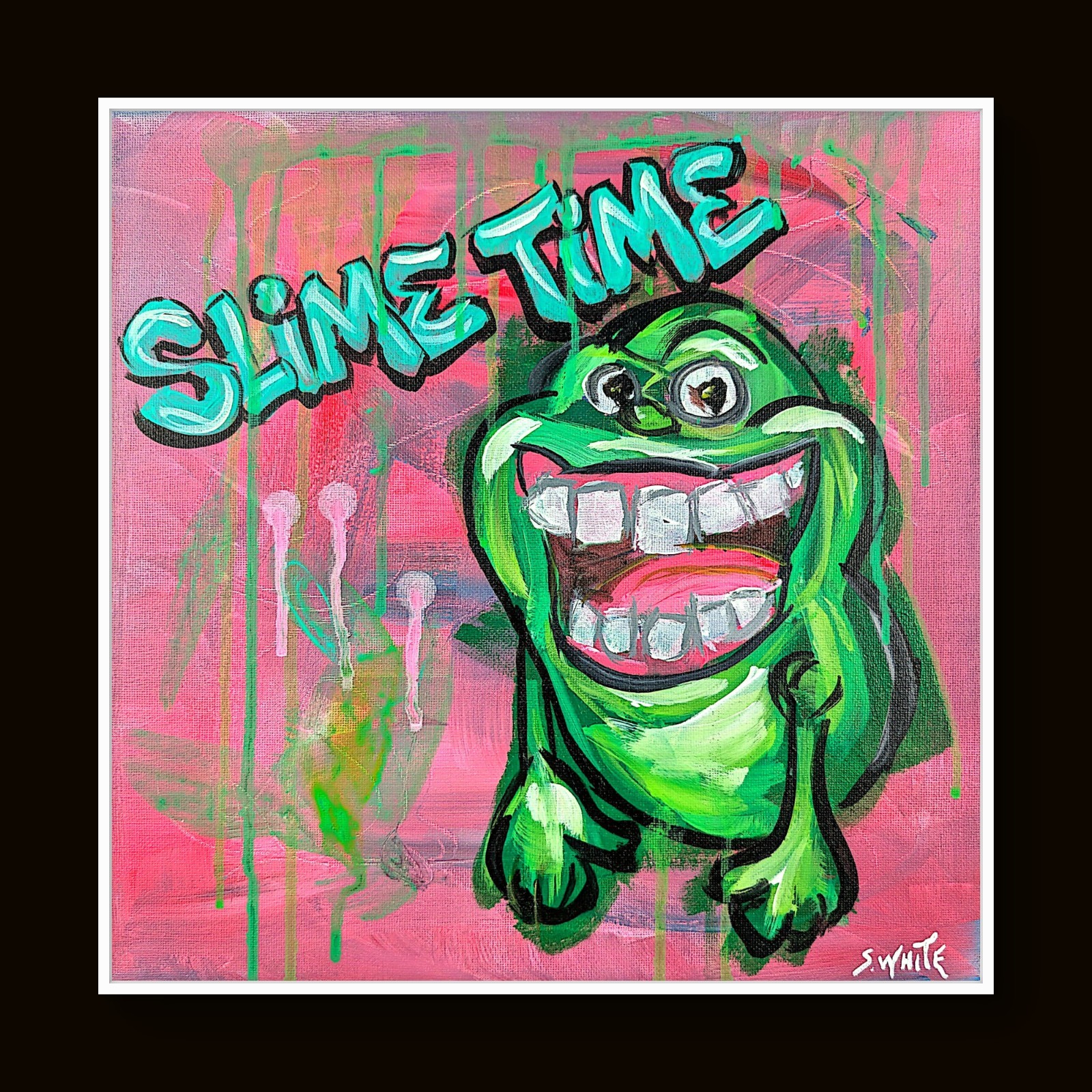 Slimer Ghostbusters Original Painting Canvas Pop Art Gestural Expressionism