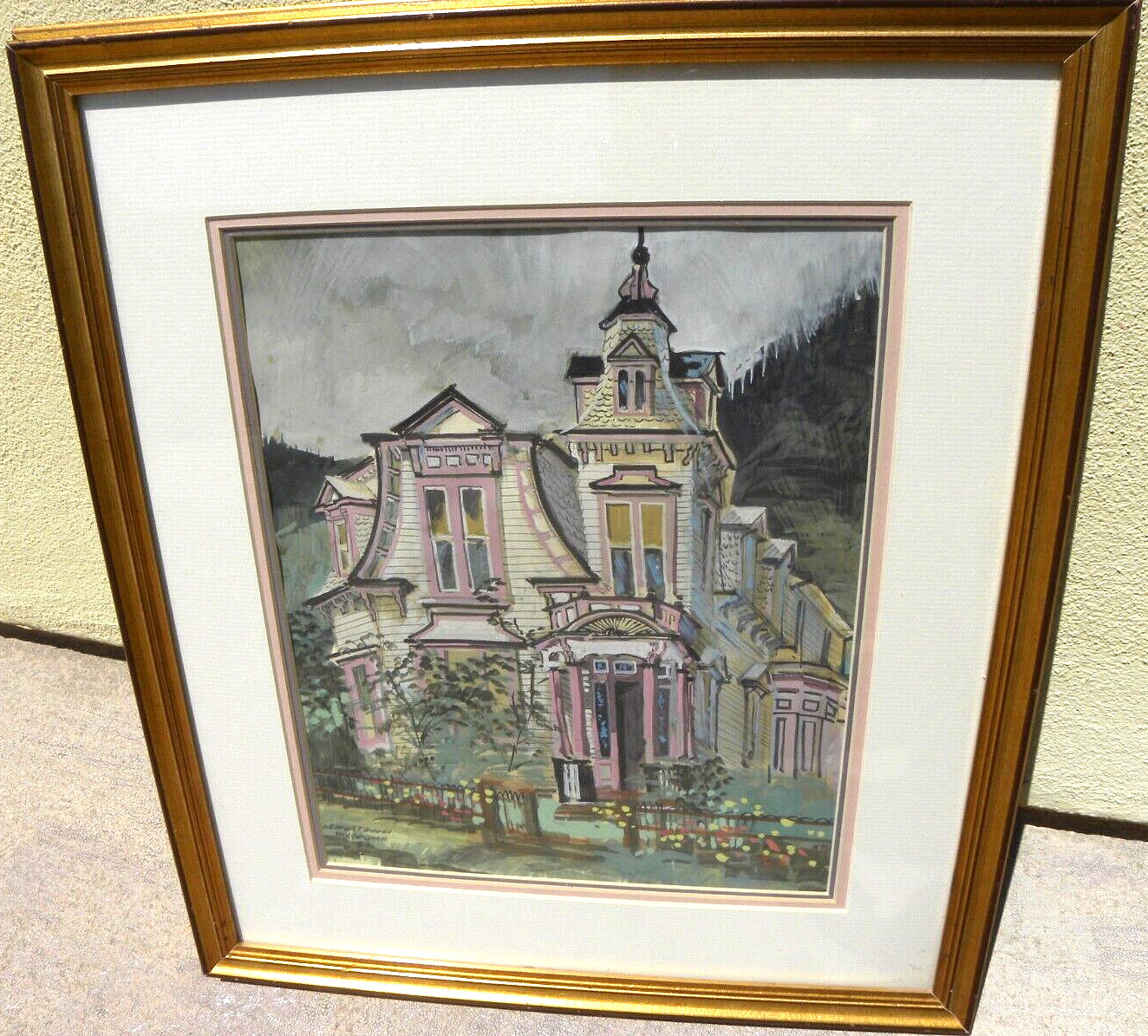 Colorado art vintage detailed painting of Victorian house at Georgetown 1950’s