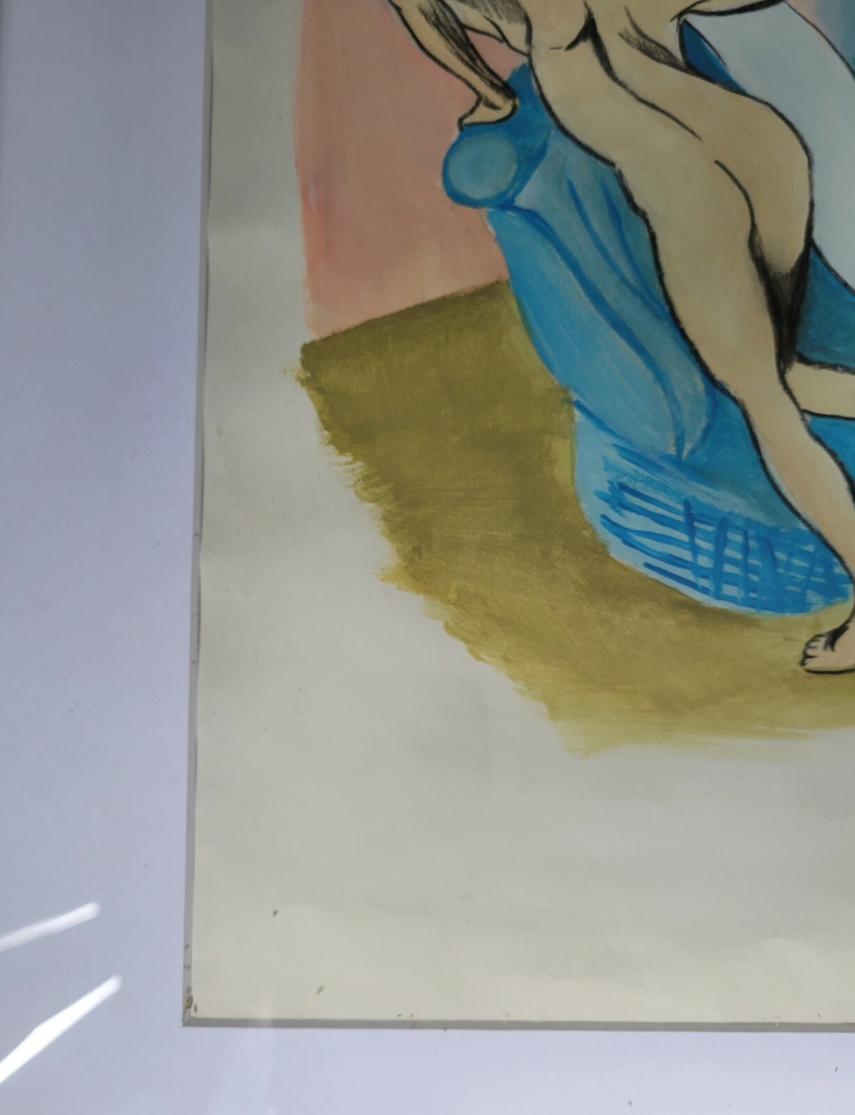 Painting After S. Valadon After the Bath Mixed Media on Paper 8.5×13″ Framed