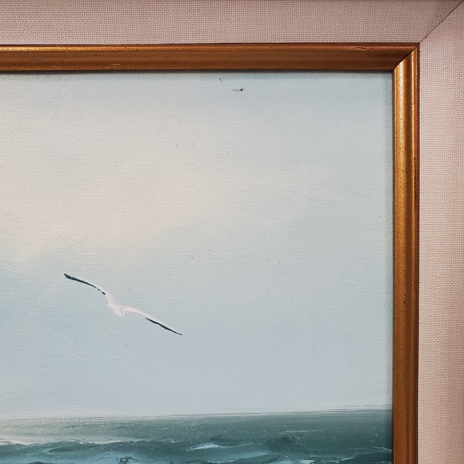 VTG Gene Ho Original Oil Painting Seascape Wave Ocean Art Framed 23.5×19.5