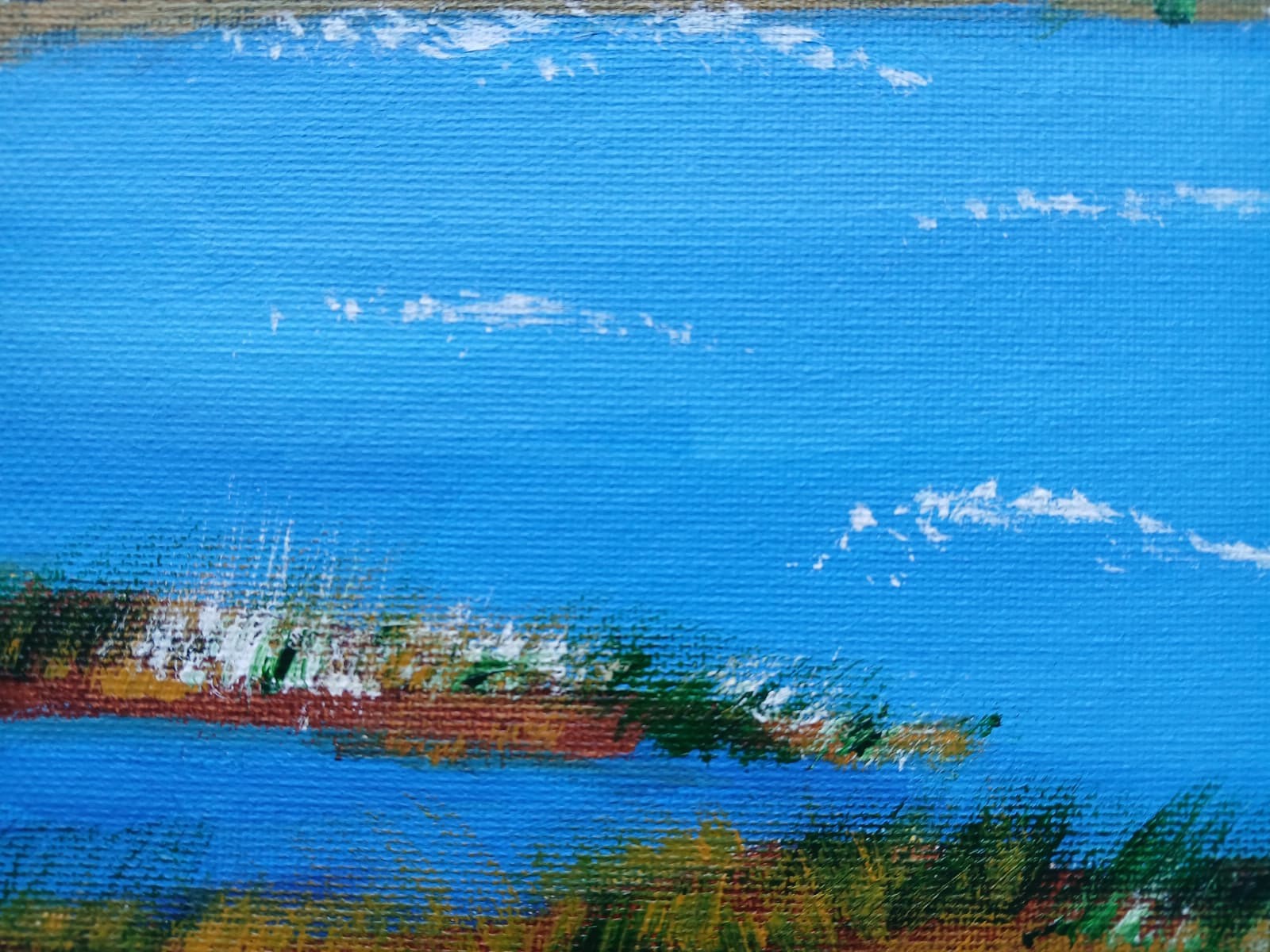 Impressionism 16×20 Seacoast Island Handmade Signed Colorful Art Painting