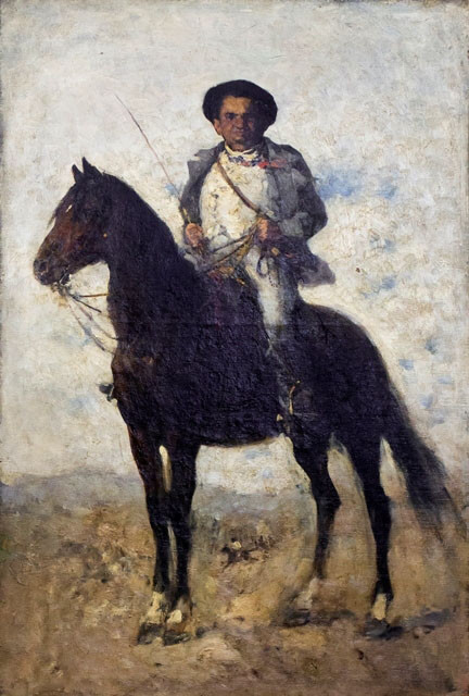 perfect 24×36 oil painting handpainted on canvas «a man riding on a horse «13815