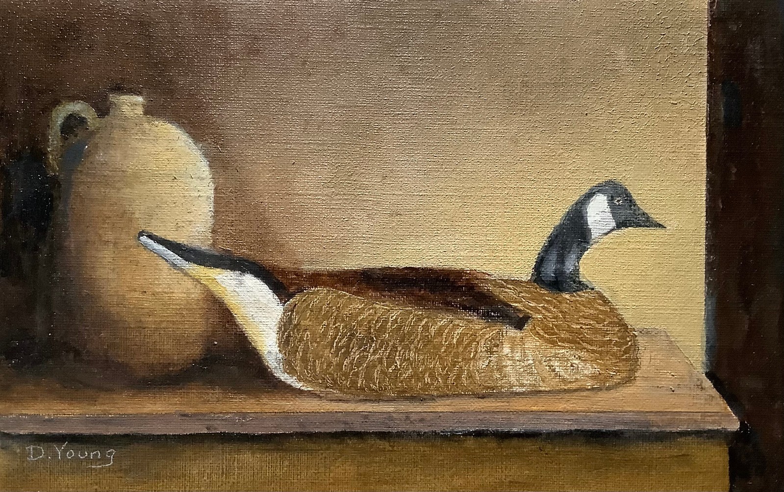 Canada Goose Decoy – small orig oil painting by Pennsylvania artist David Young
