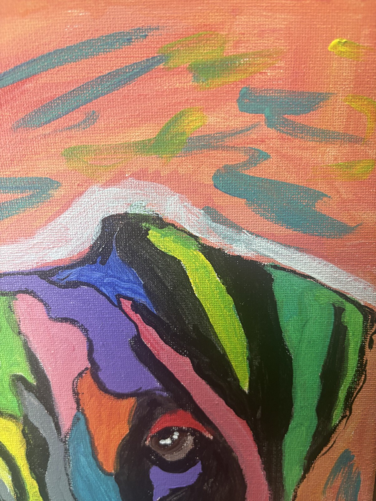Psychedelic Pup: Original Acrylic Painting Dog, 11×14, Office Home Decor