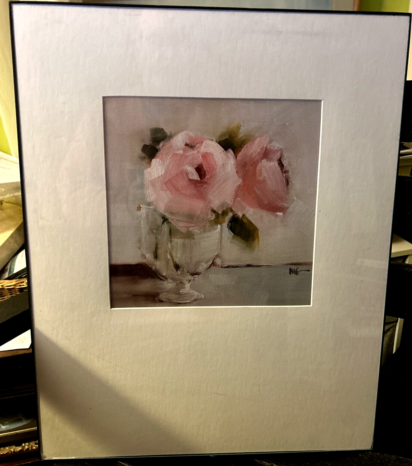 Mary Gregory Studio Original Oil Art Painting(10×10)» Framed Matted Glass 16×20″