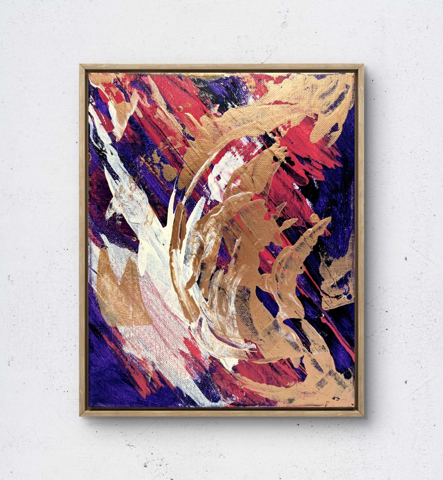 BirkeloART 8X10 Bold Expressionist Metallic Pink Acrylic Art Canvas 2 of 2