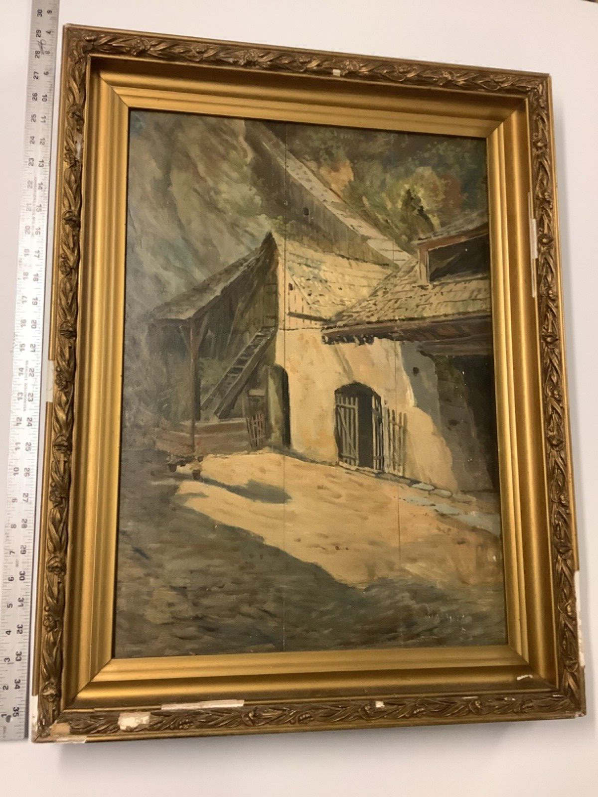 1886 Signed Oil Painting On 3 Piece Wood Panel