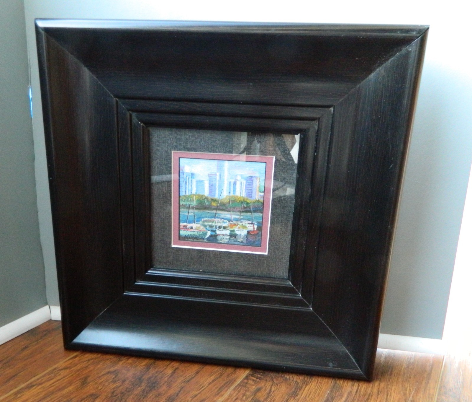 Fine Art, signed original Oil painting, with framed «Moored No. 2»