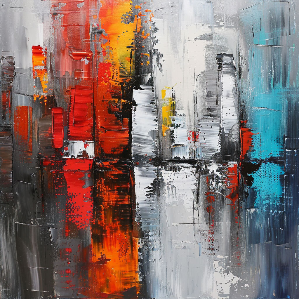 Handpainted Oil Paintings On Canvas Wall Art Home Decor Abstract City Green