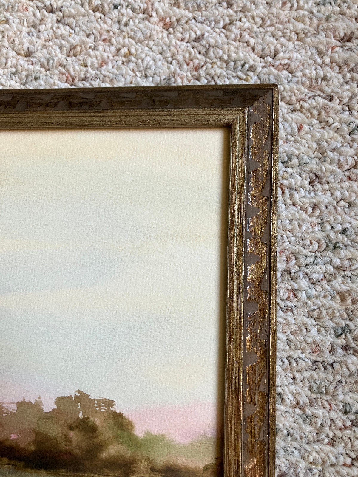 VTG 1960s-70s Original Watercolor Landscape (~12×18) in VTG Frame; Trees, Water