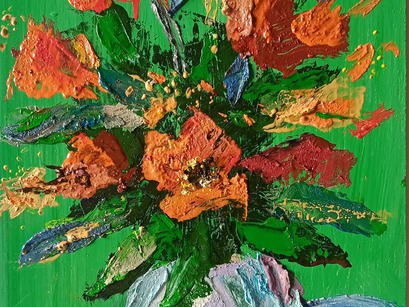Poppies Impasto Painting Original Art Impression Oil Painting 11.8 x 7.8 in
