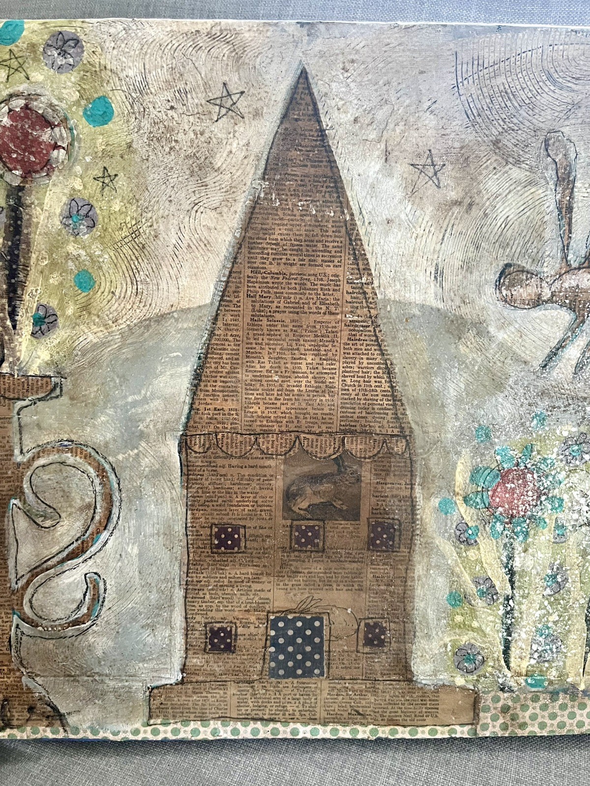 Laurie Messerol One of a kind mixed media on canvas «The PlaceThat» 18 × 36″
