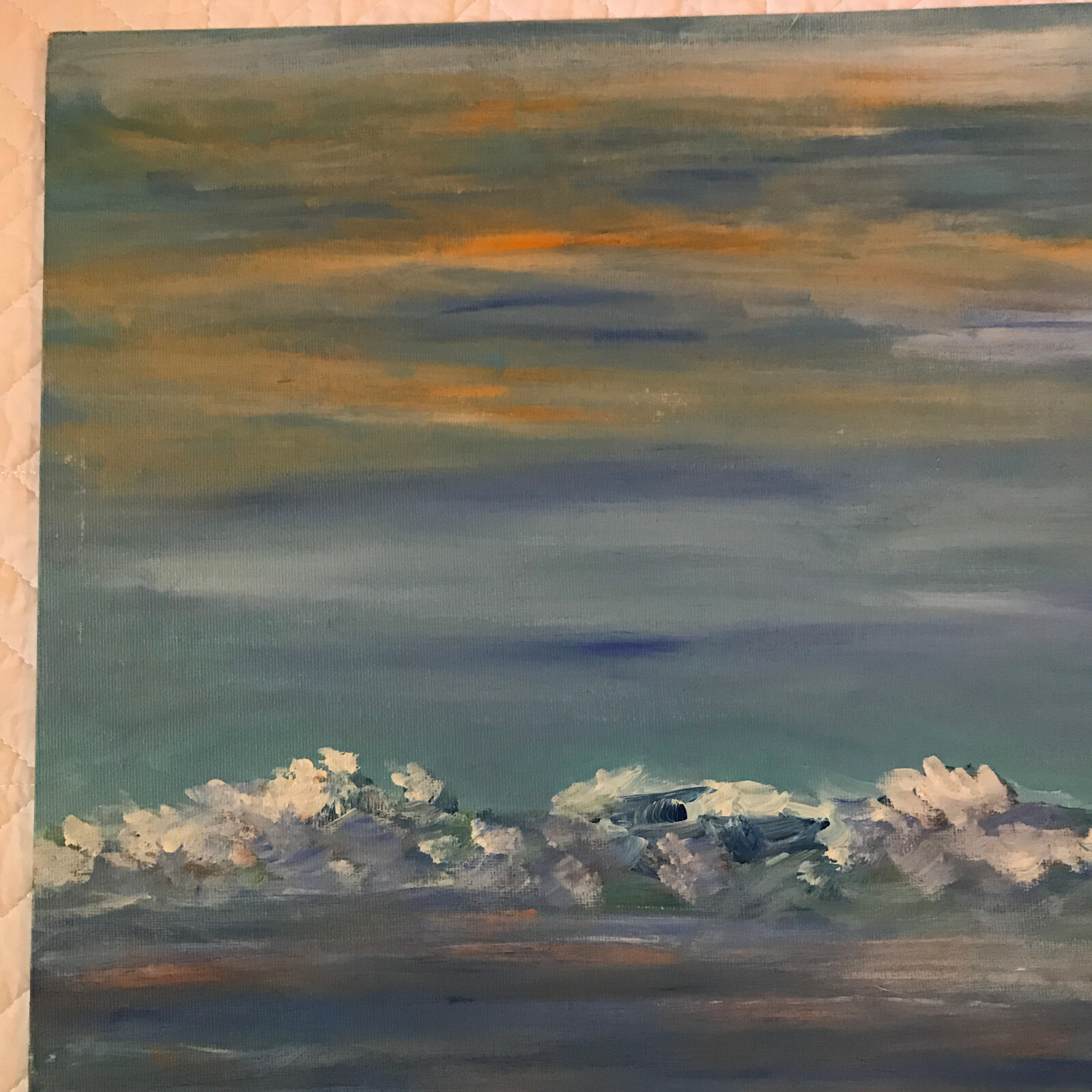Seascape ocean coast hand painted original acrylic PAINTING beach surf