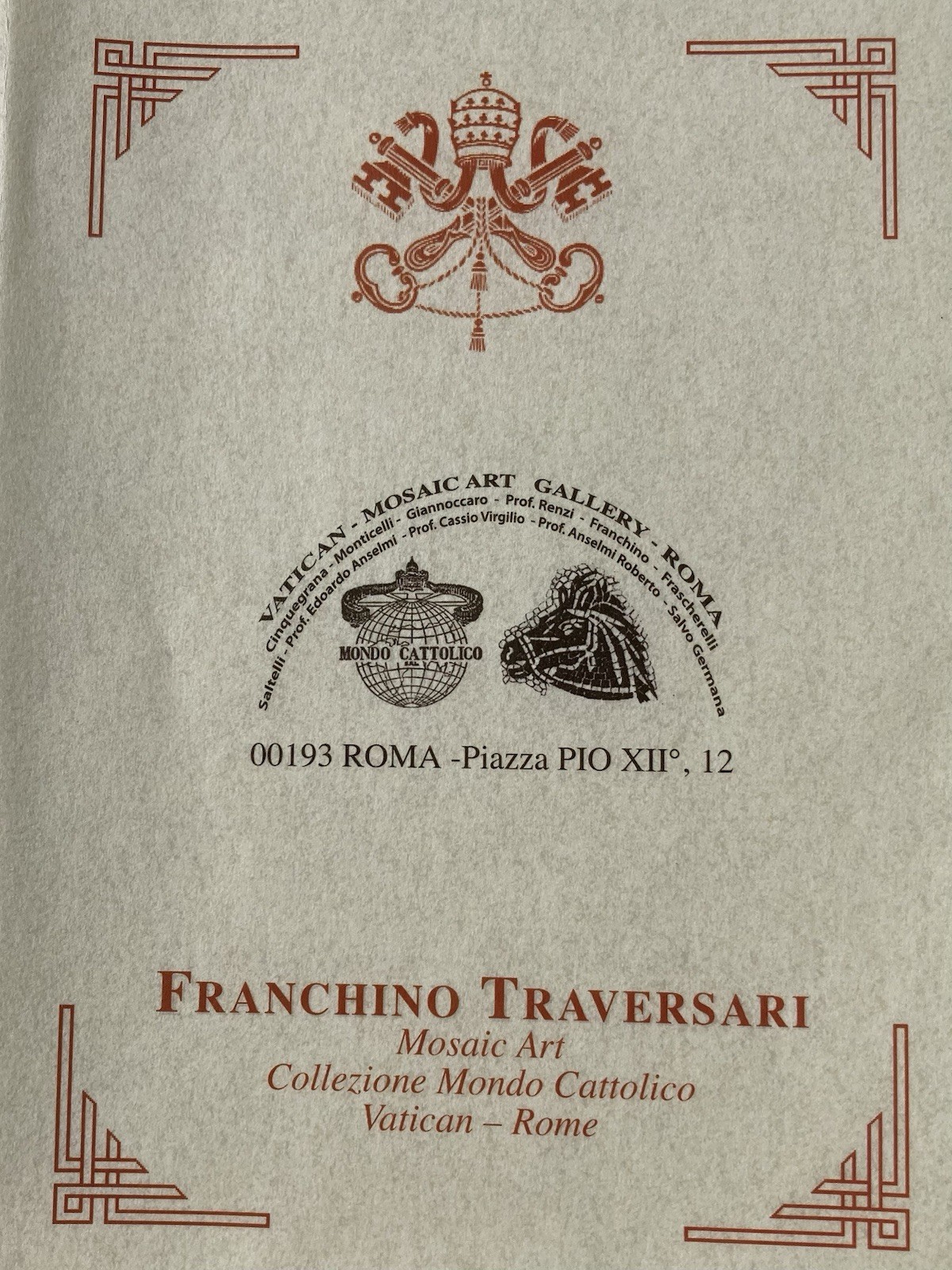 RARE VATICAN LARGE ICONOGRAPHIC MICRO MOSAIC MASTERPIECE SIGNED TRAVERSARI 1999