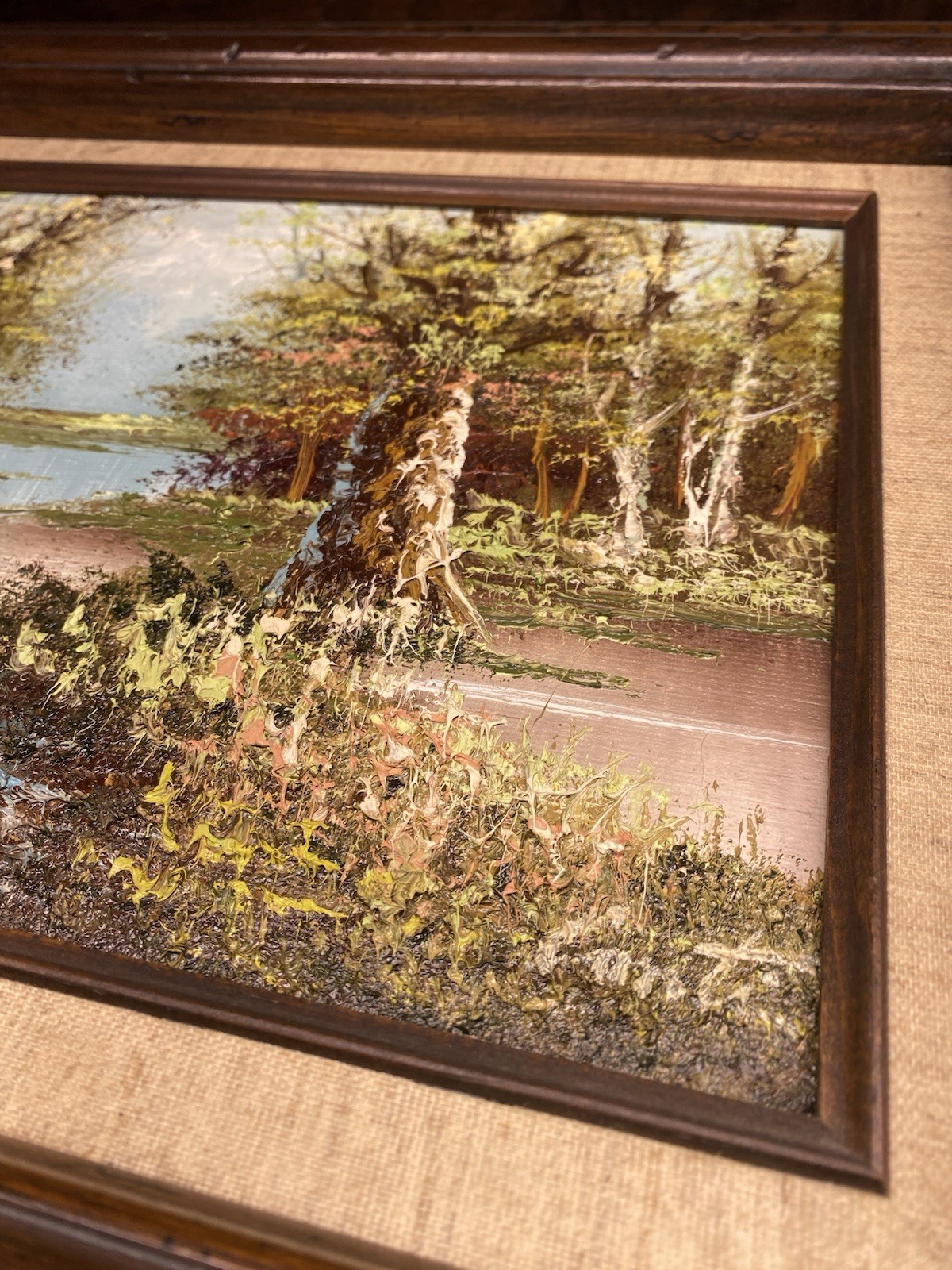 Vintage Framed Landscape Oil Paintings Paisley & Conti Woodland River Art