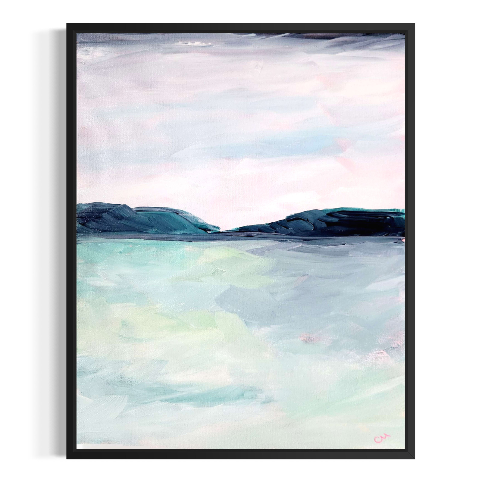 Original Abstract 11×14 Landscape Painting Acrylic Neutral Canvas Wall Art