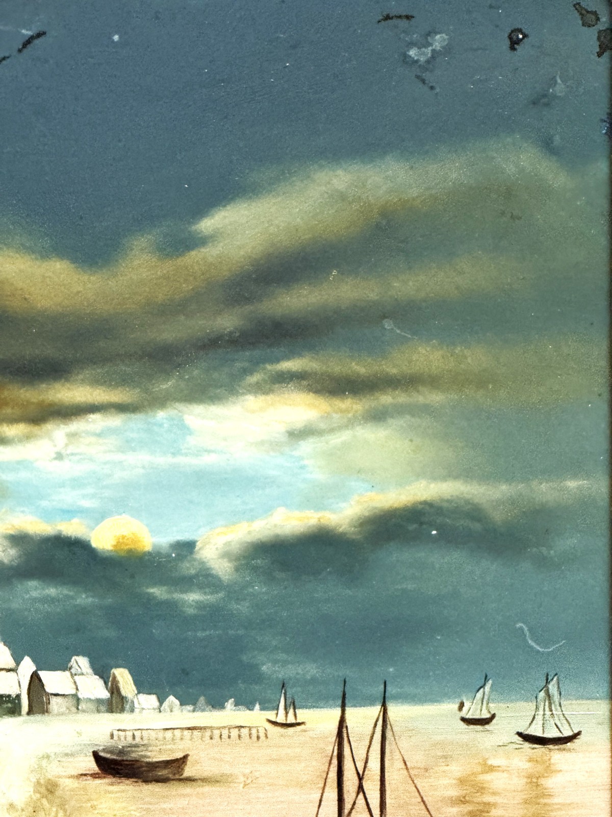 RARE VTG 20th C Dramatic Luminist Oil/Panel Hudson Valley Winter Scene, Framed!