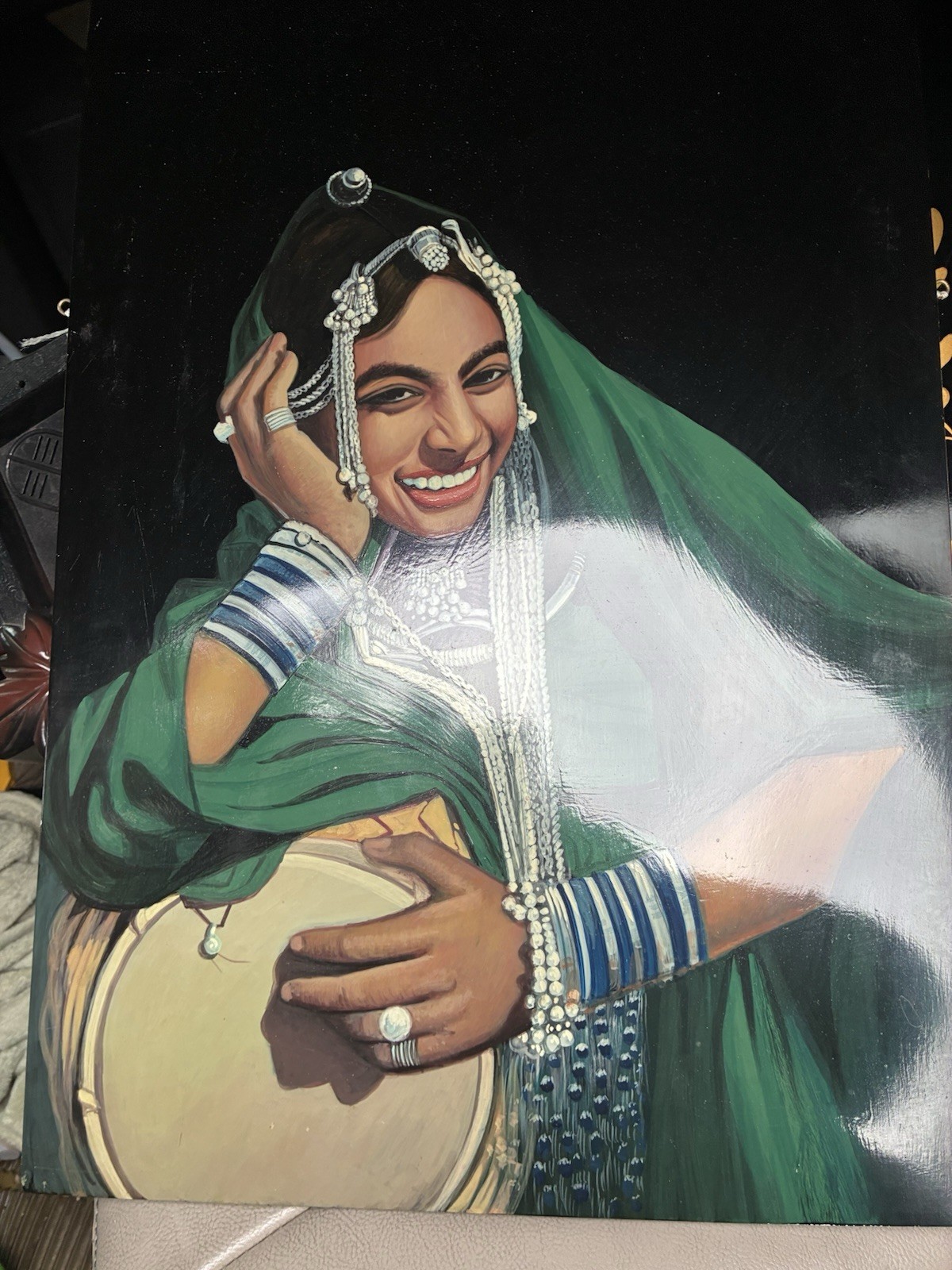 Indian Art Painting Set Women Dance Peacock Nature Realism Acrylic Medium