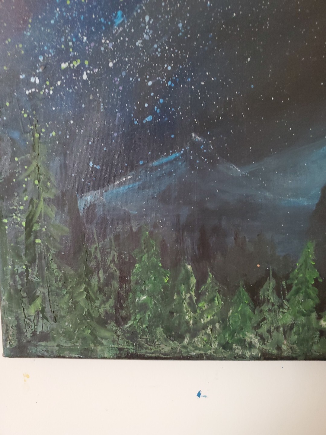 Mystic Mountian Aurora Borealis Original Painting Laura Fiorillo