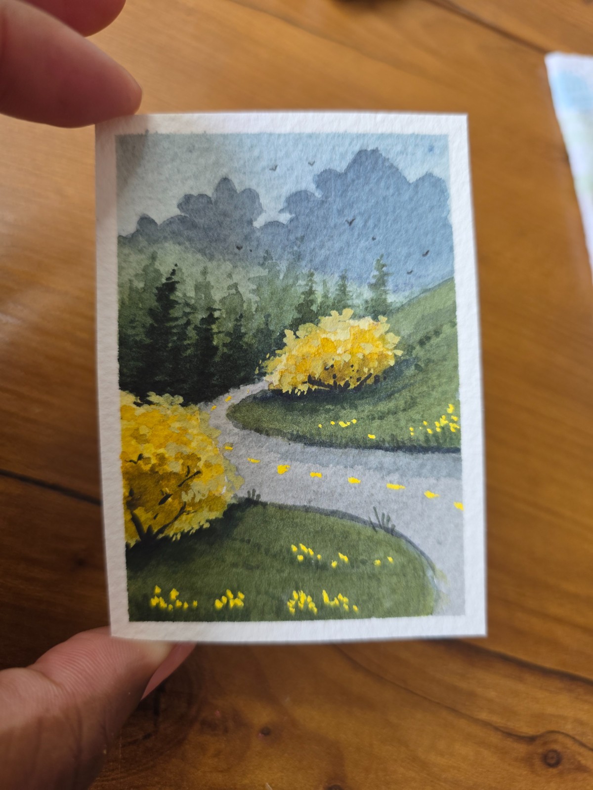 ACEO watercolor painting. Original Landscape