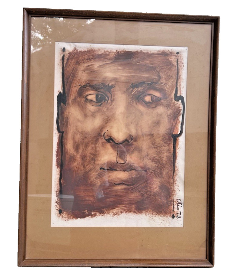 Otis Huband 1973 Original Expressionist Portrait Drawing Signed & Dated