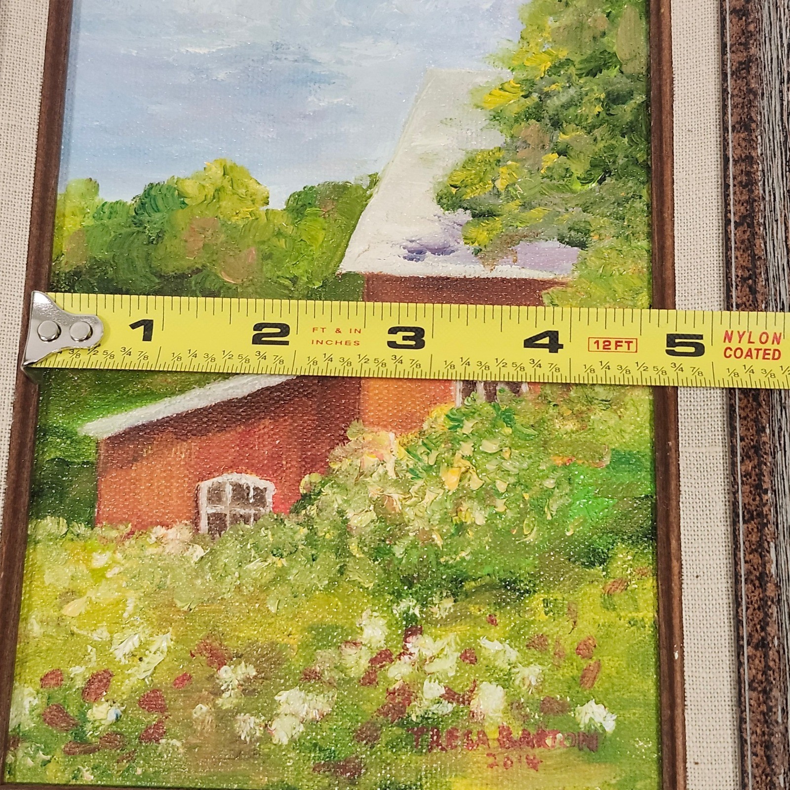 Signed Tresa Barton 2014 Original Oil Painting Red Barn Landscape Framed