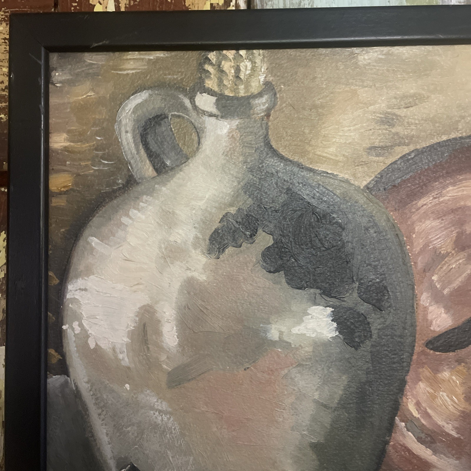 Painting Still Life Duck Decoy On Board Signed Grace K. Barnes Framed 17×13