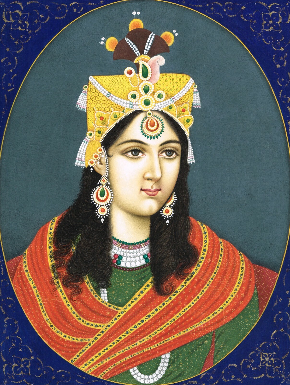 Portrait Painting Of Mughal Queen Mumtaz Mahal Mughal On Paper 10×13.5 Inches