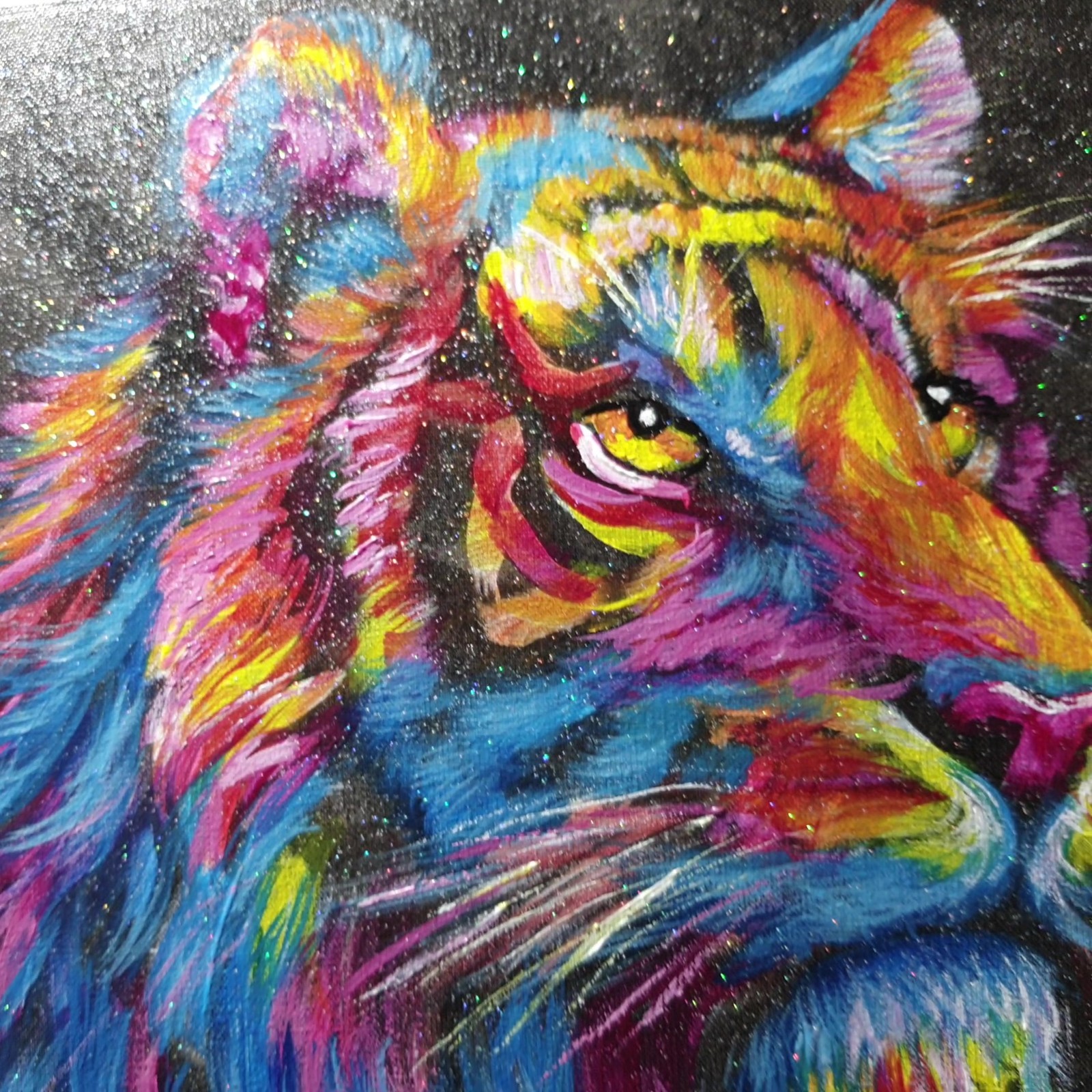 Tiger Colorful Original Acrylic Animal Painting Impressionist Ukraine Artist