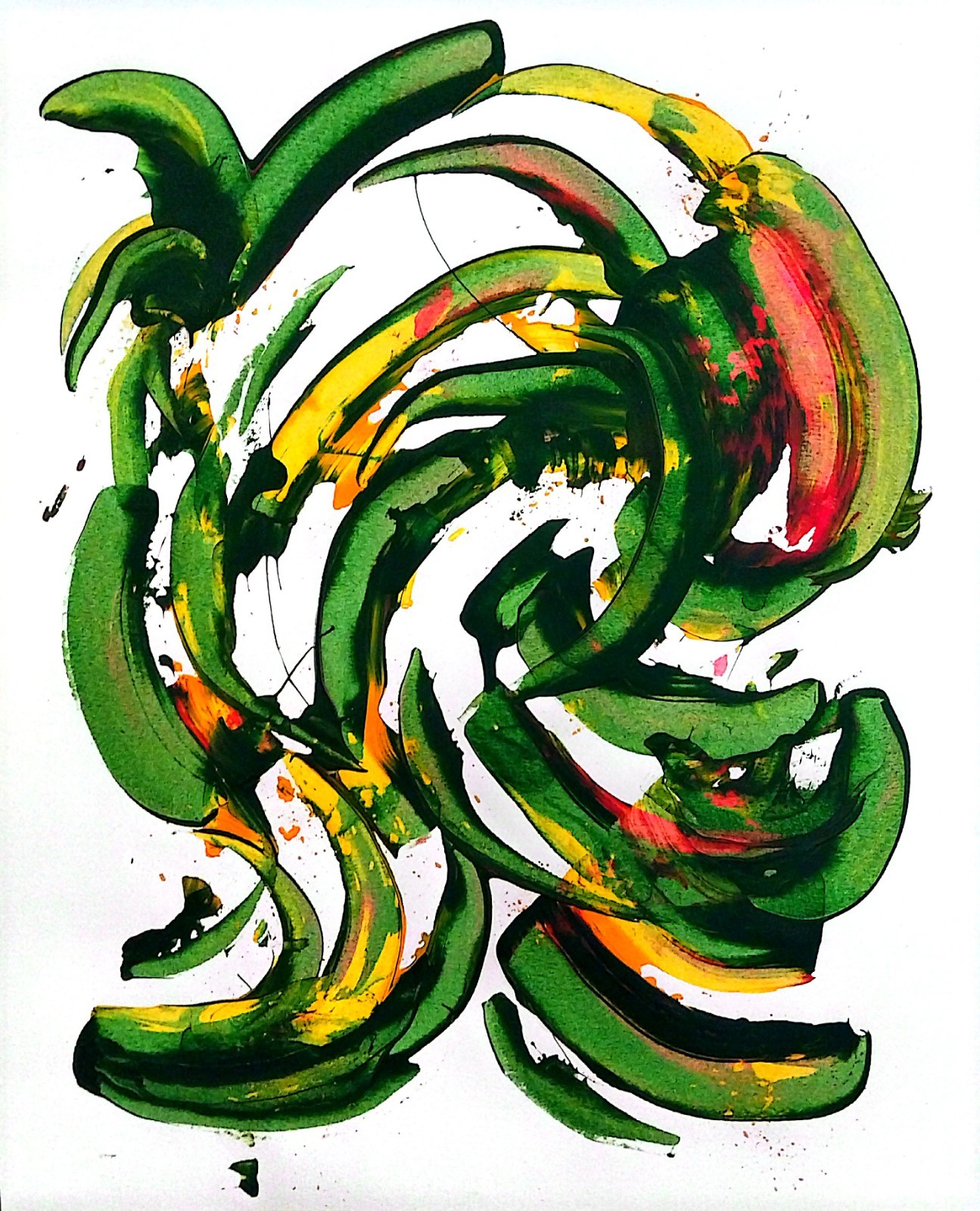 Banana Chili Peppers Modern Original Signed Paper Wall Art Acrylic 11×14 BACH
