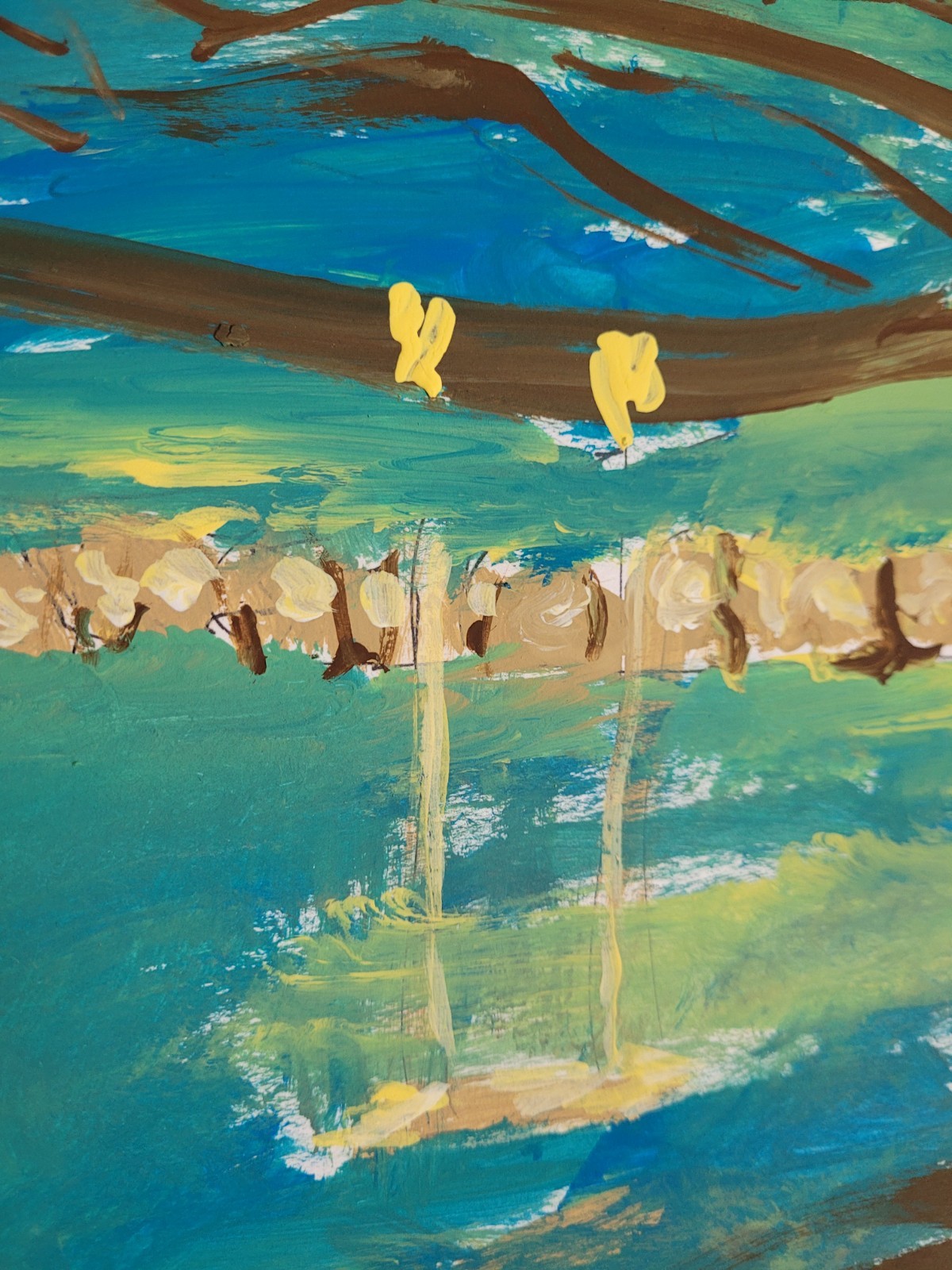 Tree Swing Landscape Acrylic Painting 9×12 Original Whimsical Nature Art.