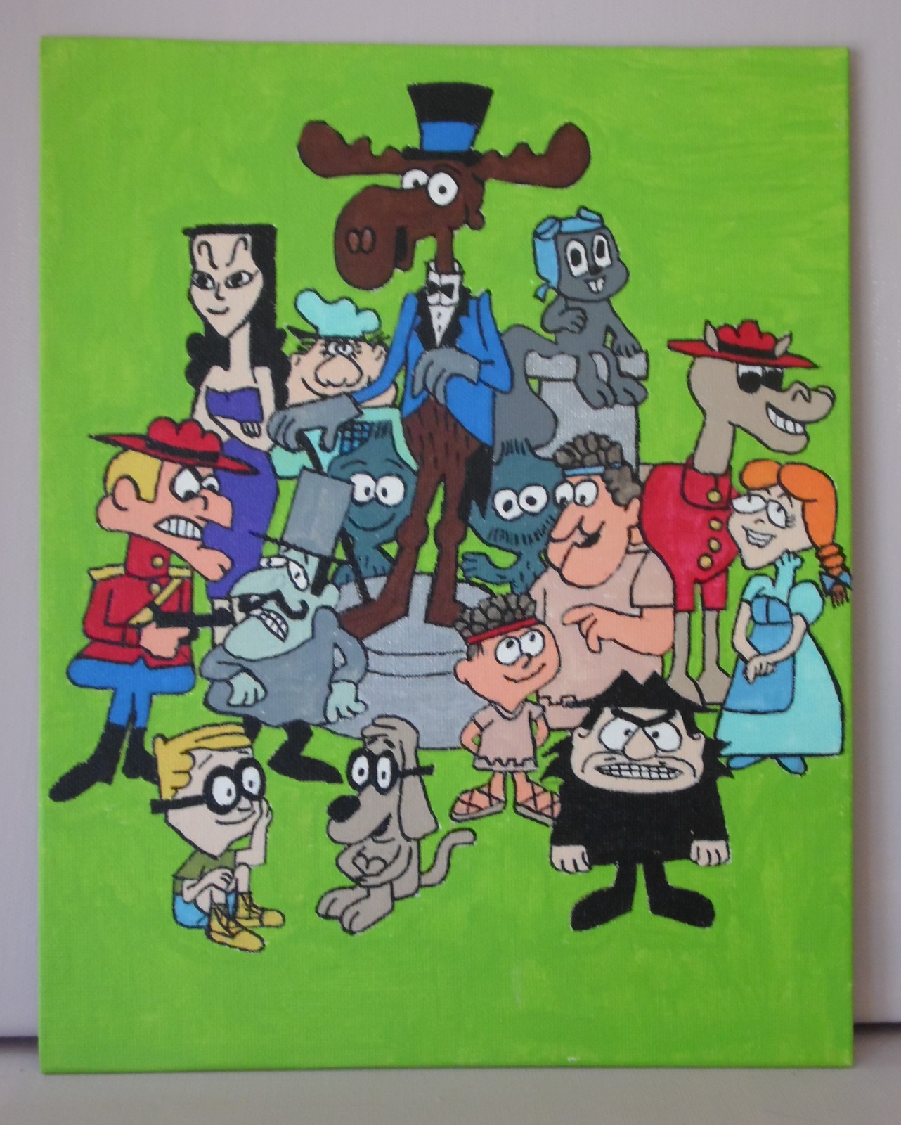 The Rocky & Bullwinkle Show Fan Art 8×10 Flat Canvas Painting