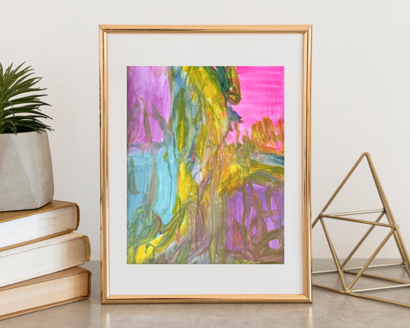 Painting Original Abstract Art Matted 11×14 Colorful Acrylic Jimarieart