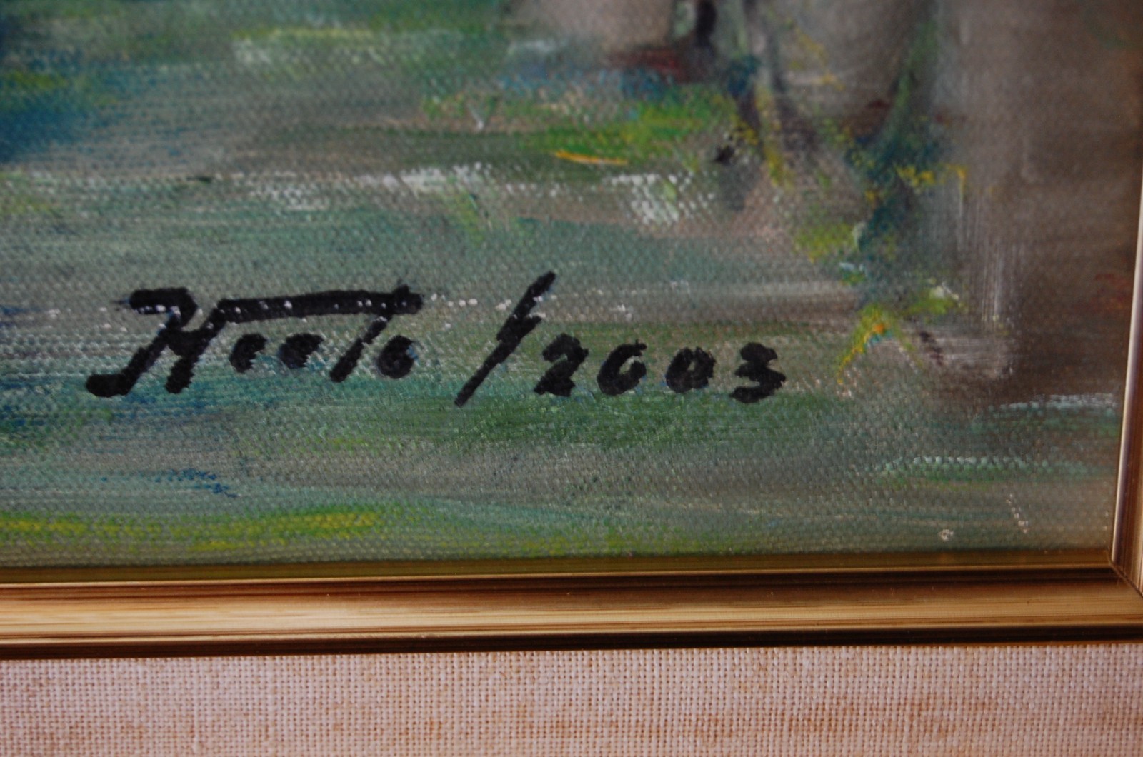 FRAMED ORIGINAL OIL GUARDARRAYA DE PALMA REALES CUBAN COUNTRY ARTIST HECTO VIDAL