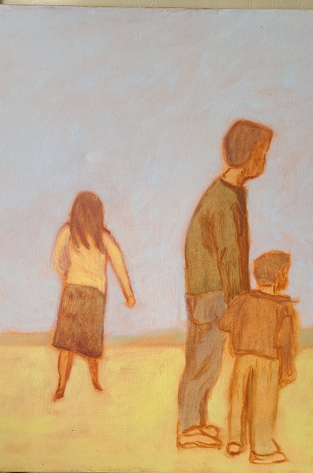 Three Together, Family. Painting By B. Douglas