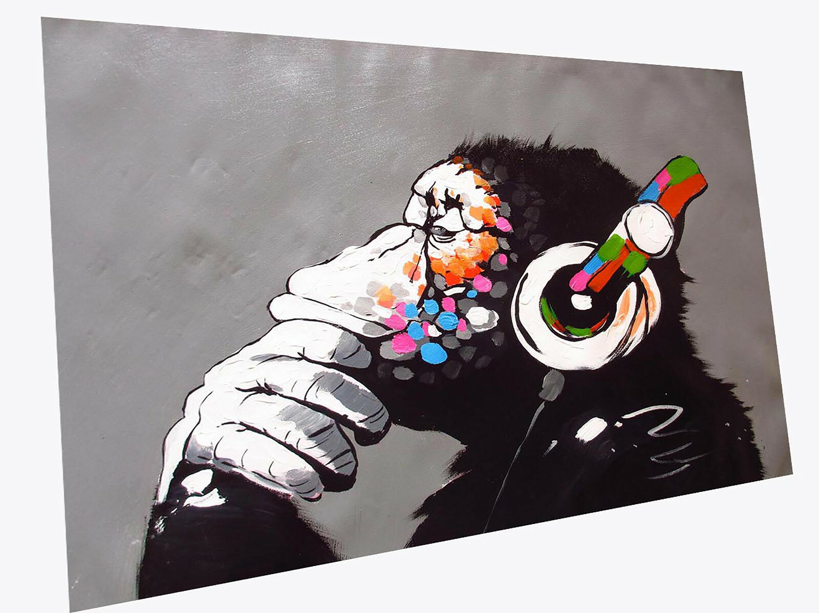 framed Monkey Dj banksy chimp wall decor Street Art pop Print Canvas Large