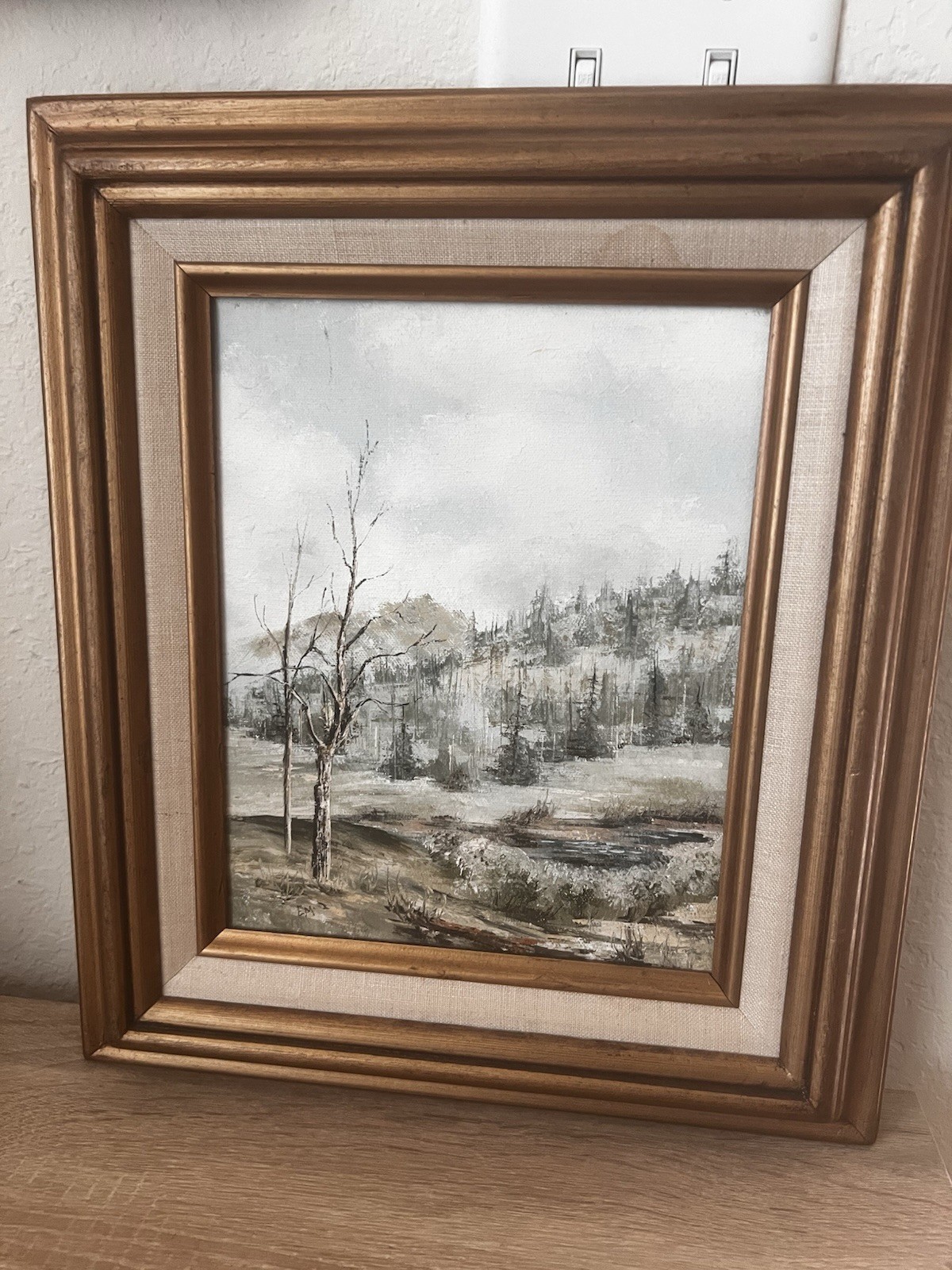 Vintage Winter Pastoral Colorado Landscape Framed Oil Painting Em Stout 13 x 15