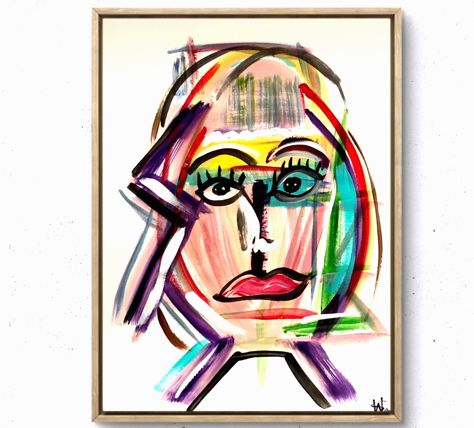 WS original future girl painting 14X11 Gallery Paper abstract expressionism art