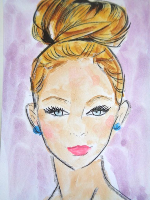 ACEO Women In Fashion – ELEGANT GIRL Painting ART